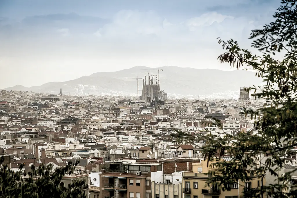 Sagrada Família church sticking out of Barcelona skyline